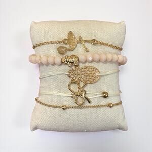 5-Piece Gold Boho Charm Bracelet Set